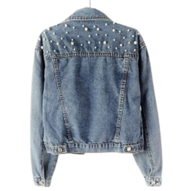 Women's Embroidered Pearl Denim Jacket