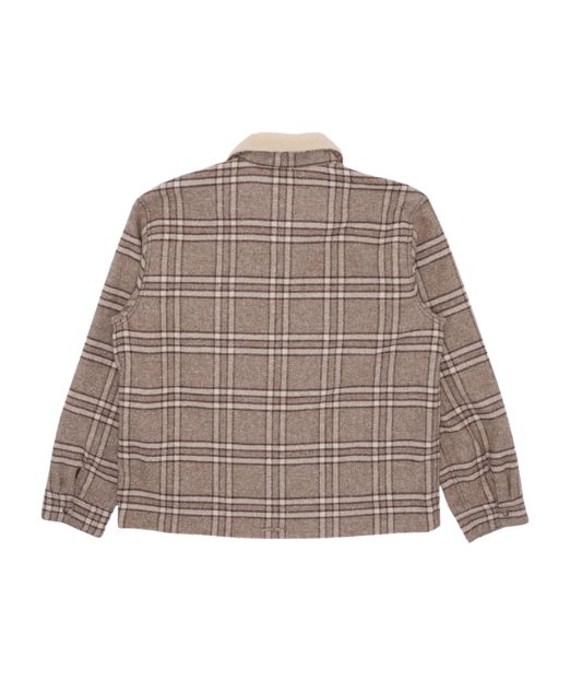 Chrome Hearts Shearling Collar Zip Up Flannel Jacket