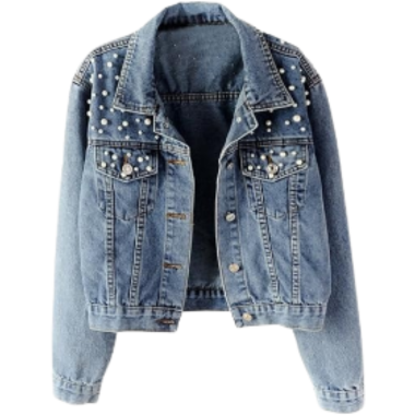 Women's Embroidered Pearl Denim Jacket