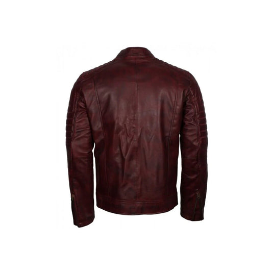 Vintage Cafe Racer Maroon Leather Jacket