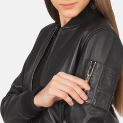 Black Leather Aviator Jacket Women