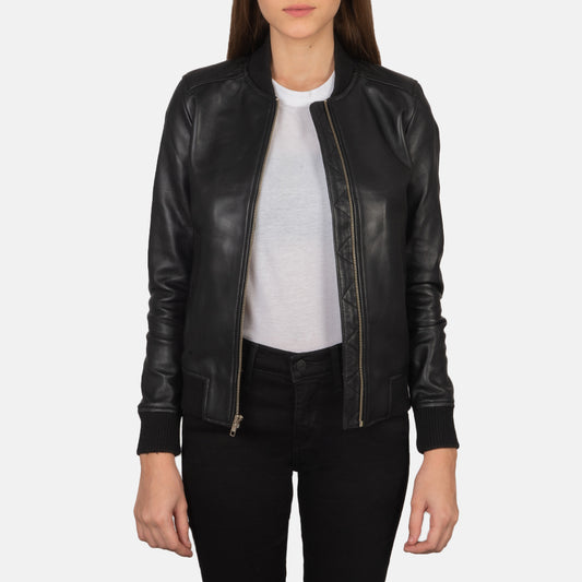 Black Dignity Leather Varsity Jacket Women