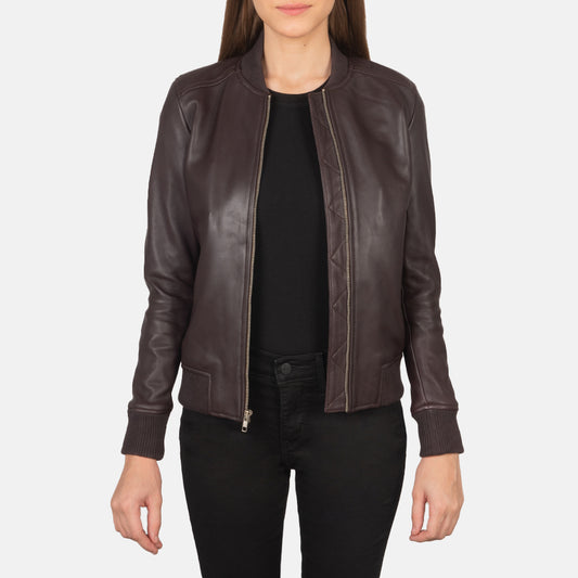 Maroon Leather varsity jacket women