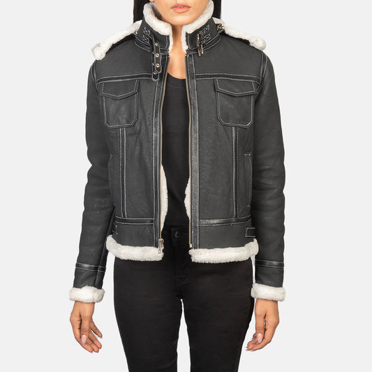 Black Dignity Hooded Leather Jacket
