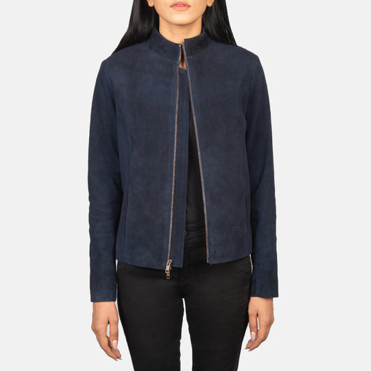 Dignity Blue suede Leather jacket women
