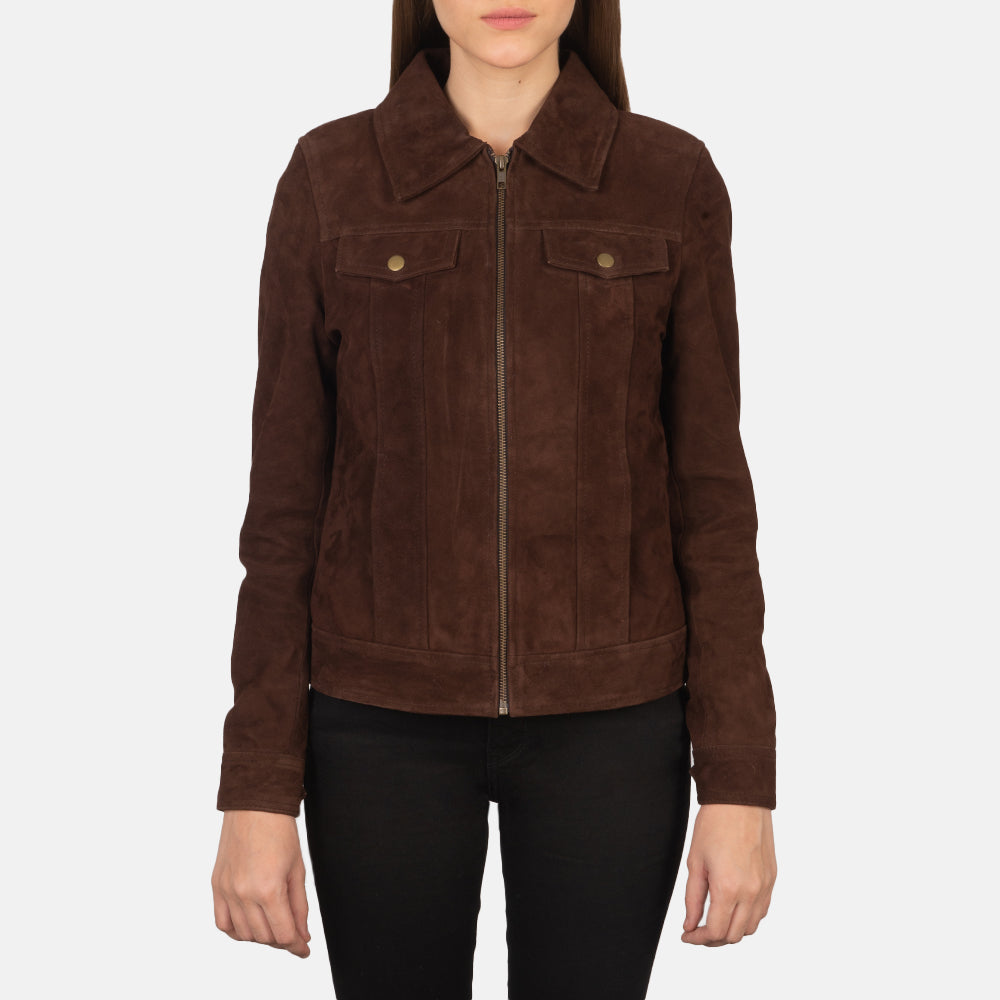 Brown suede jacket women