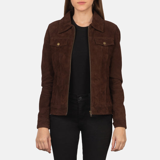 Brown Suede Leather Jacket For Women