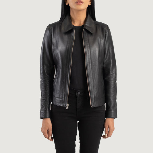 Black Dignity Biker Leather Jacket Women