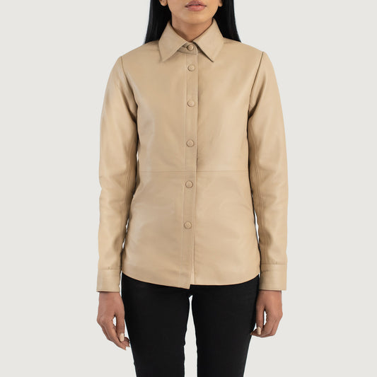 Beige Dignity Leather Shirt Jacket