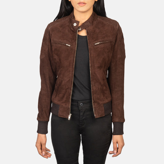 Zenna Leather Suede Bomber Jacket