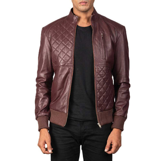 Maroon Bomber Leather Men's Dignity Jacket