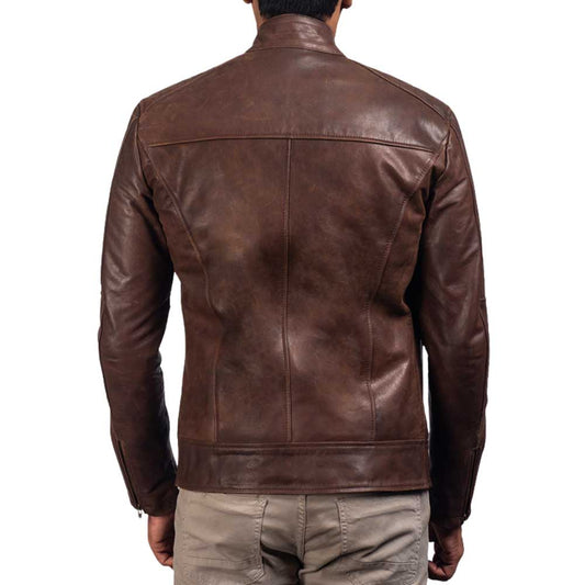 Brown Leather Dignity Biker Jacket for Men