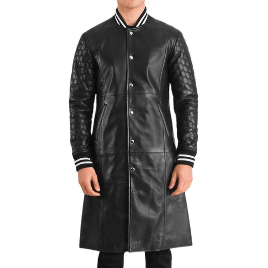 Black Dignity Leather Varsity Men's Coat