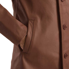 Dignity Leather Brown Trench Coat for Men