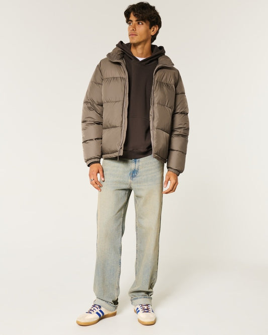 Boxy Mock-Neck Puffer Jacket for Men