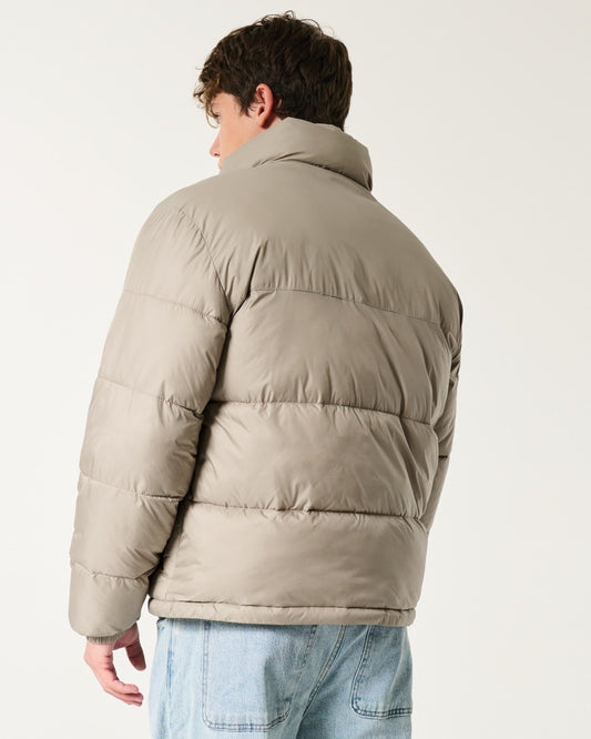 Boxy Zip-Up Puffer Jacket for Men