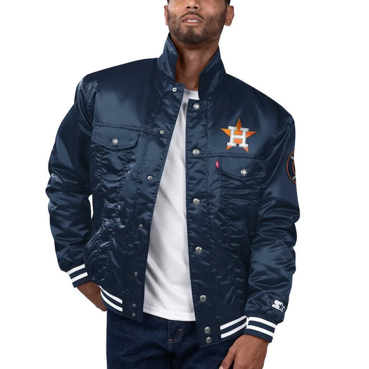 Men’s Astros Starter x Levi’s Navy Full-Snap Trucker Jacket