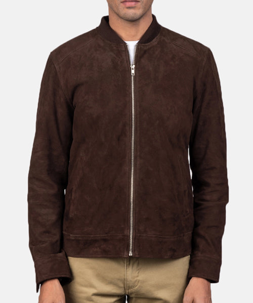 Blain Mocha Suede Bomber Jacket