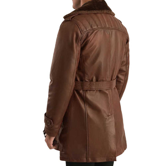 Dignity Leather Men's Chocolate Brown Coat with Fur