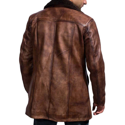 Dignity Brown Shearling Leather Coat Men's