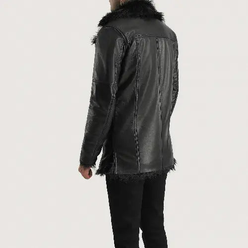Men's Furcliff Black Leather Coat
