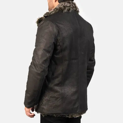 Men's Black Leather Furlong Coat