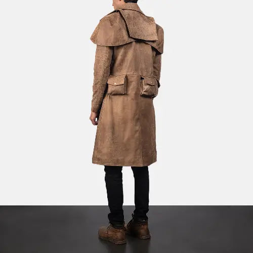Men's Leather Dress Coat – Army Brown