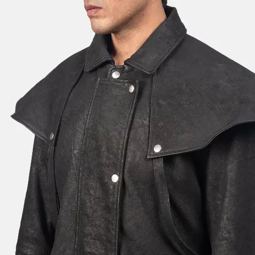 Men's Maverick Leather Black Duster Coat