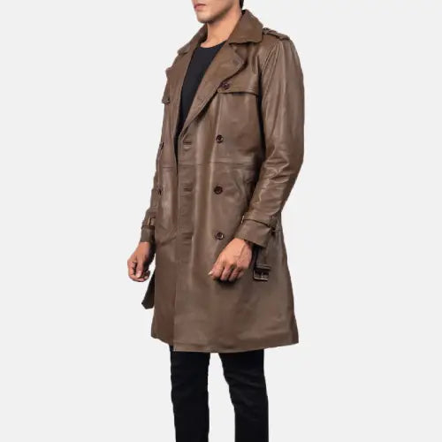 Men's Royson Leather Dress Coat – Brown Duster