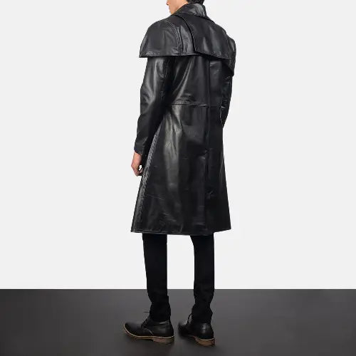 Men's Classic Black Leather Coat