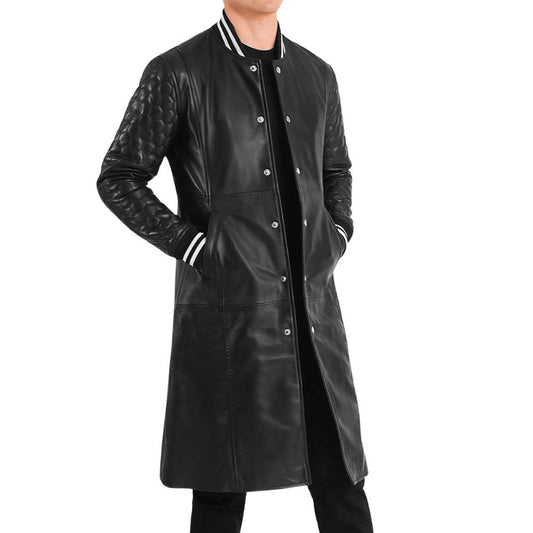 Black Dignity Leather Varsity Men's Coat