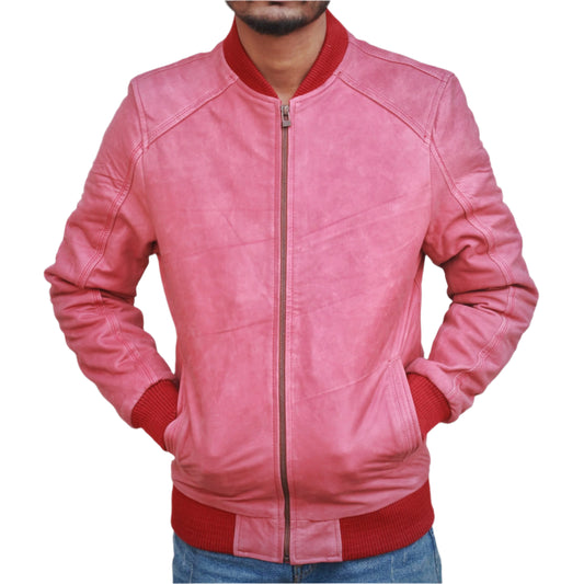 Pink Dignity Leather Suede Jacket Men's