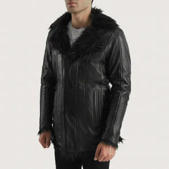 Men's Furcliff Black Leather Coat