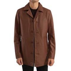 Dignity Leather Brown Trench Coat for Men