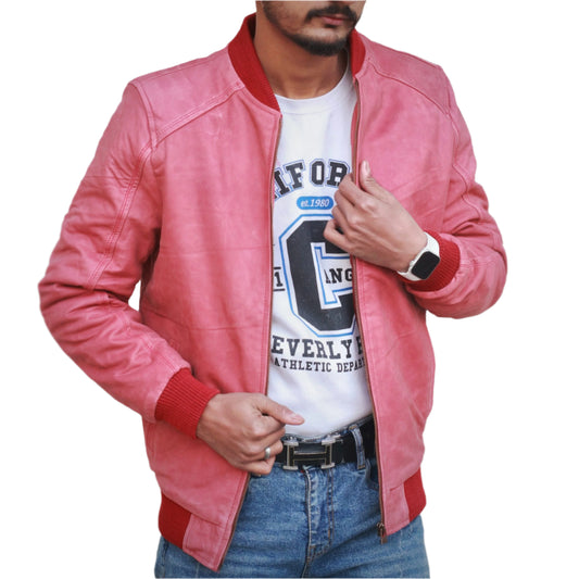 Pink Dignity Leather Suede Jacket Men's