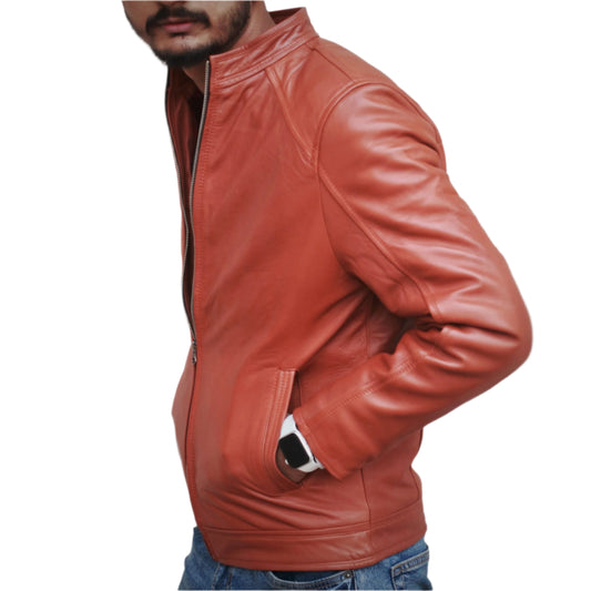 Tan Brown Dignity Leather Jacket Men's